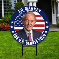 Ed Markey For Massachusetts Senate 2026 Yard Sign, Corrugated Plastic Senate Elections, Race Red White & Blue Yard Sign with Metal H-Stake