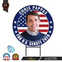 Chris Pappas For New Hampshire Senate 2026 Yard Sign, Corrugated Senate Elections, Race Red White & Blue Yard Sign with Metal H-Stake