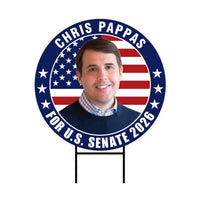 Chris Pappas For New Hampshire Senate 2026 Yard Sign, Corrugated Senate Elections, Race Red White & Blue Yard Sign with Metal H-Stake