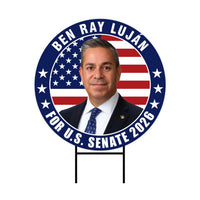 Ben Ray Luján For New Mexico Senate 2026 Yard Sign, Corrugated Plastic Senate Elections, Race Red White & Blue Yard Sign with Metal H-Stake
