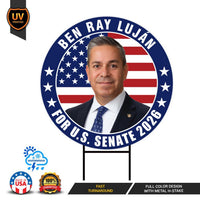 Ben Ray Luján For New Mexico Senate 2026 Yard Sign, Corrugated Plastic Senate Elections, Race Red White & Blue Yard Sign with Metal H-Stake