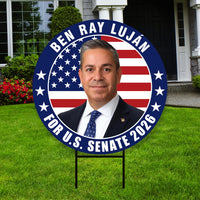 Ben Ray Luján For New Mexico Senate 2026 Yard Sign, Corrugated Plastic Senate Elections, Race Red White & Blue Yard Sign with Metal H-Stake