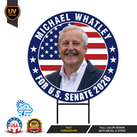 Michael Whatley For North Carolina Senate 2026 Yard Sign, Corrugated Senate Elections, Race Red White & Blue Yard Sign with Metal H-Stake