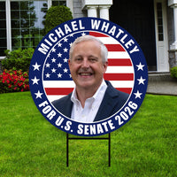 Michael Whatley For North Carolina Senate 2026 Yard Sign, Corrugated Senate Elections, Race Red White & Blue Yard Sign with Metal H-Stake