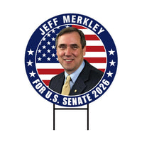 Jeff Merkley For Oregon Senate 2026 Yard Sign, Corrugated Plastic Senate Elections, Race Red White & Blue Yard Sign with Metal H-Stake