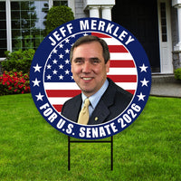 Jeff Merkley For Oregon Senate 2026 Yard Sign, Corrugated Plastic Senate Elections, Race Red White & Blue Yard Sign with Metal H-Stake