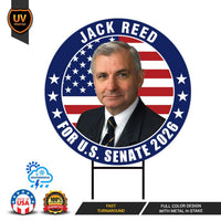 Jack Reed For Rhode Island Senate 2026 Yard Sign, Corrugated Plastic Senate Elections, Race Red White & Blue Yard Sign with Metal H-Stake