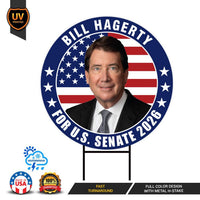 Bill Hagerty For Tennessee Senate 2026 Yard Sign, Corrugated Plastic Senate Elections, Race Red White & Blue Yard Sign with Metal H-Stake