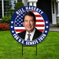 Bill Hagerty For Tennessee Senate 2026 Yard Sign, Corrugated Plastic Senate Elections, Race Red White & Blue Yard Sign with Metal H-Stake