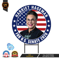 Harriet Hageman For Wyoming Senate 2026 Yard Sign, Corrugated Plastic Senate Elections, Race Red White & Blue Yard Sign with Metal H-Stake