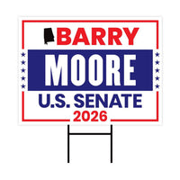 Barry Moore For Alabama Senate 2026 Yard Sign, Corrugated Plastic Senate Elections, Race Red White & Blue Yard Sign with Metal H-Stake