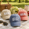 Csutom Mama Embroidered Hat, Nana Baseball Cap, Gigi Dad Hat, Dada Embroidered Cap, Personalized Family Gift for Mom Grandma Dad