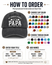 Papa Embroidered Hat, Personalized Grandpa Baseball Cap, Custom Papa Gift with Kids Names, Fathers Day Gift for Papa, Grandpa Hat