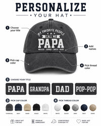 Papa Embroidered Hat, Personalized Grandpa Baseball Cap, Custom Papa Gift with Kids Names, Fathers Day Gift for Papa, Grandpa Hat
