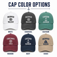 Captain Embroidered Hat, Personalized Skipper Baseball Cap, Custom Boat Captain Hat with Name, Nautical Dad Cap, Sailing Gift