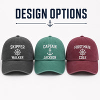 Captain Embroidered Hat, Personalized Skipper Baseball Cap, Custom Boat Captain Hat with Name, Nautical Dad Cap, Sailing Gift