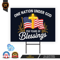 250 Years American Yard Sign, Patriotic 250th Anniversary Lawn Decor, Celebrate Independence Liberty National Pride Sign with Metal H-Stake