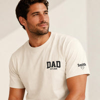 Personalized Dad Est 2026 Shirt, Custom Sleeve Name Tee, New Dad to Be T-Shirt, Pregnancy Reveal Gift for Husband, Father's Day Gift