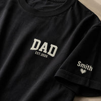 Personalized Dad Est 2026 Shirt, Custom Sleeve Name Tee, New Dad to Be T-Shirt, Pregnancy Reveal Gift for Husband, Father's Day Gift