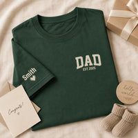 Personalized Dad Est 2026 Shirt, Custom Sleeve Name Tee, New Dad to Be T-Shirt, Pregnancy Reveal Gift for Husband, Father's Day Gift