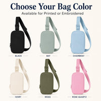 Custom Sling Bag, Printed or Embroidered Crossbody Bag, Personalized Belt Bag, Bridesmaid Gift, Logo Bag, Monogram Bag