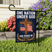 One Nation Under God Garden Flag, 12x18 Double Sided Yard Flag, Patriotic Outdoor Decor, America 250th Cross Blessings, 4th of July Gift