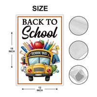 Back to School Garden Flag, 12x18 Double Sided Yard Flag, School Pride Decor, Cute Yellow Bus Teacher Porch Decor, New Student Gift