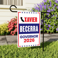 Xavier Becerra For California Governor 2026 Garden Flag, Double Sided, 2026 Governor Flag, Elections Flag, Race Red White & Blue Flag