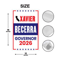 Xavier Becerra For California Governor 2026 Garden Flag, Double Sided, 2026 Governor Flag, Elections Flag, Race Red White & Blue Flag