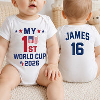 Personalized World Cup 2026 Baby Bodysuit, Custom Name Soccer Onesie, First Tournament Outfit, Newborn Fan Jersey Gift, Front Back Print