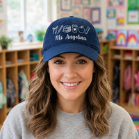 Personalized Teacher Embroidered Hat, Custom Name Cap, Classroom Hat Gift, Back to School, Coquette Bow, Teacher Appreciation Gift