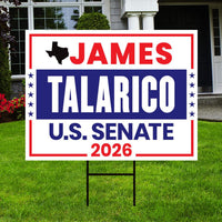 James Talarico For Texas Senate 2026 Yard Sign, Corrugated Plastic Senate Elections, Race Red White & Blue Yard Sign with Metal H-Stake