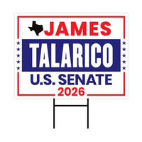 James Talarico For Texas Senate 2026 Yard Sign, Corrugated Plastic Senate Elections, Race Red White & Blue Yard Sign with Metal H-Stake