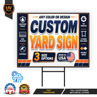 Custom Yard Sign, Personalized Logo Text Photo Message, Weatherproof Coroplast Sign, 12x18 18x24 24x36 H-Stake, Personalized Lawn Decor