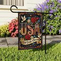 USA 250 Years of Freedom Garden Flag, 12x18 Double Sided Yard Flag, Vintage USA Decor, Floral Patriotic Yard Decor, America 250 Gift