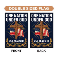 One Nation Under God Garden Flag, 12x18 Double Sided Yard Flag, Patriotic Outdoor Decor, America 250th Cross Blessings, 4th of July Gift