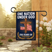 One Nation Under God Garden Flag, 12x18 Double Sided Yard Flag, Patriotic Outdoor Decor, America 250th Cross Blessings, 4th of July Gift