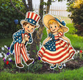 Vintage 250th Anniversary USA Patriotic Yard Sign, Boy Girl Lawn Stakes, Weatherproof Holiday Sign, 4th of July Outdoor Decor