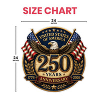Eagle 250th Anniversary USA Patriotic Yard Sign, Weatherproof Holiday Sign, Metal Stakes Included, 4th of July Memorial Outdoor Decor