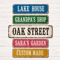 Custom Vintage Street Metal Sign, Personalized Farmhouse Aluminum Sign, Rustic Barn Nameplate, Vintage Metal Plaque, Farmhouse Decor Gift
