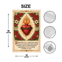 Sacred Heart of Jesus Garden Flag, 12x18 Double Sided Christian Yard Decor, Catholic Outdoor Decor, Faith Porch Flag, Religious Gift