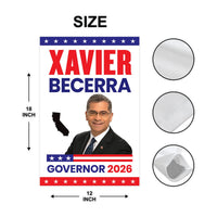 Xavier Becerra For California Governor 2026 Garden Flag, Double Sided, 2026 Governor Flag, Elections Flag, Race Red White & Blue Flag