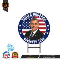 Xavier Becerra For California Governor 2026 Yard Sign, Corrugated Governor Elections Race Red White Blue Yard Sign with Metal H-Stake