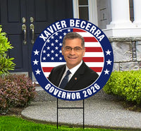 Xavier Becerra For California Governor 2026 Yard Sign, Corrugated Governor Elections Race Red White Blue Yard Sign with Metal H-Stake