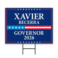 Xavier Becerra For California Governor 2026 Yard Sign, Corrugated Governor Elections Race Red White Blue Yard Sign with Metal H-Stake
