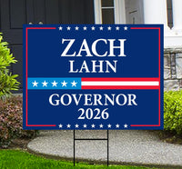 Zach Lahn For Iowa Governor 2026 Yard Sign, Corrugated Plastic Governor Elections Race Red White & Blue Yard Sign with Metal H-Stake