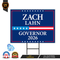 Zach Lahn For Iowa Governor 2026 Yard Sign, Corrugated Plastic Governor Elections Race Red White & Blue Yard Sign with Metal H-Stake