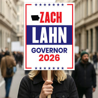 Zach Lahn For Iowa Governor 2026 Election Sign, Political Campaign Sign, Democratic party, Governor Election 2026 Race Poster Sign