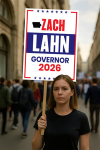 Zach Lahn For Iowa Governor 2026 Election Sign, Political Campaign Sign, Democratic party, Governor Election 2026 Race Poster Sign
