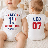Personalized World Cup 2026 Baby Bodysuit, Custom Name Soccer Onesie, First Tournament Outfit, Newborn Fan Jersey Gift, Front Back Print